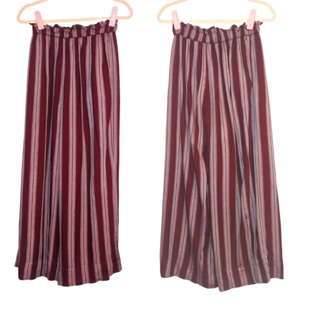 American Eagle Rust Red White Stripes Wide Leg Palazzo Pants